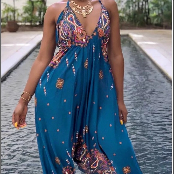 MAKE AN OFFER‼️Boho Style Jumpsuit Brand New L - Picture 2 of 6